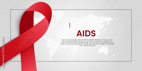 World AIDS Day on December 1st, featuring a large red awareness ribbon and a global world map background