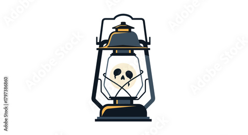 Vintage Lantern with Skull and Crossbones Emblem.
