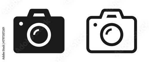 Photo camera icon set. Photographer, photograph, optical, lens. Camera symbol on white background - stock vector.