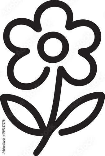 Foto One-line botanical flower with thick outline silhouette, bold vector ideal for floral design