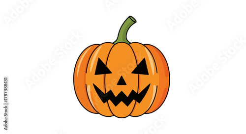 Cartoon Halloween Pumpkin with Triangular Eyes and Jagged Mouth.