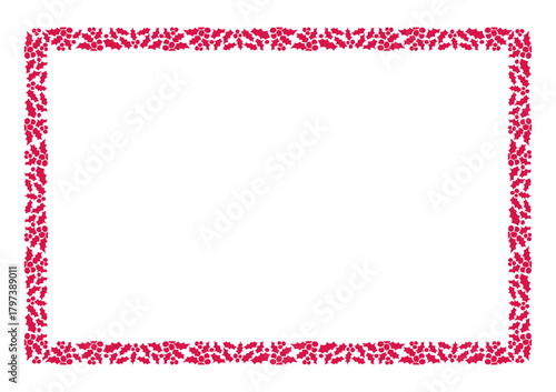 Red Holly Berry Christmas Frame, Vector Silhouette Isolated Horizontal Border for Winter Holiday Festive Designs