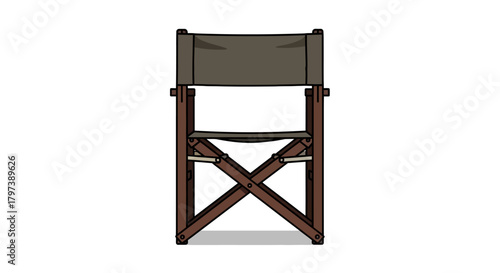 A directors chair with a darkbrown frame and a darkgray back and seat