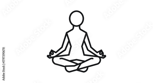 Simple Line Art of a Person in Lotus Position Meditating.