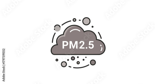 Gray cloud encircled by dots  lines text PM25 inside
