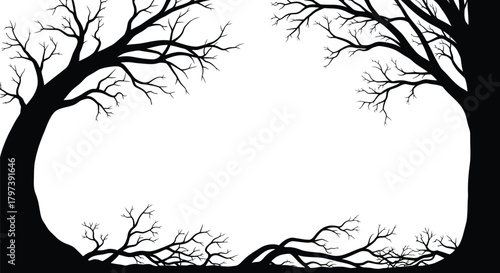 Black and white tree silhouette vector graphic design background art eps
