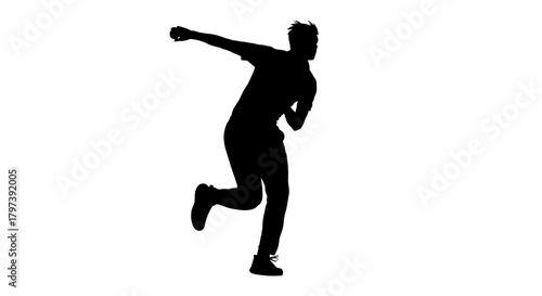 Silhouette of a person with arm extended in midmotion