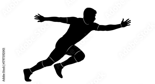Silhouette of an athlete in a sprint position arms extended
