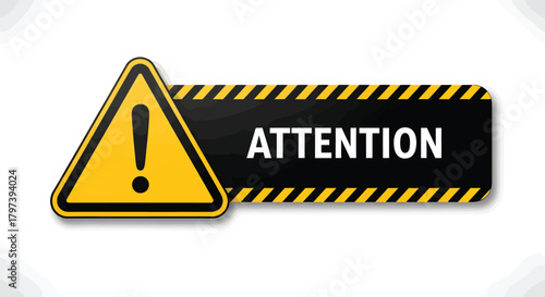 Attention sign vector yellow triangle warning hazard safety precaution eps silhouette