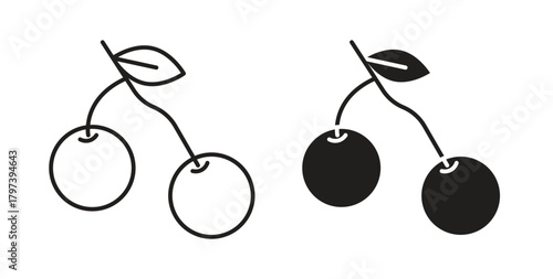 Cherry icon in doodle and stroke style.