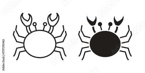 Crab icon in doodle and stroke style.