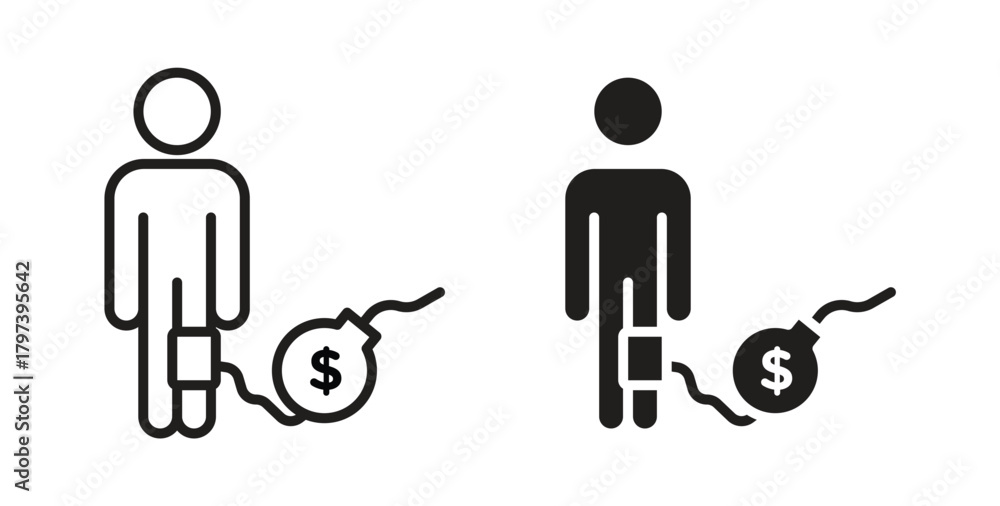 Fototapeta premium Debt icon in doodle and stroke style.