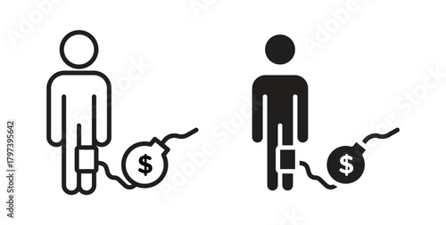 Debt icon in doodle and stroke style.