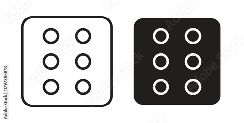 Dice six icon in doodle and stroke style.