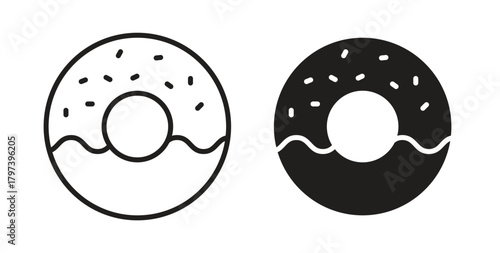 Donut icon in doodle and stroke style.