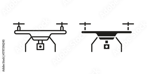 Drone icon in doodle and stroke style.