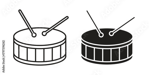 Drum icon in doodle and stroke style.