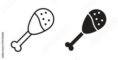 Drumstick bite icon in doodle and stroke style.