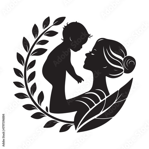 Mother and child icon silhouette.