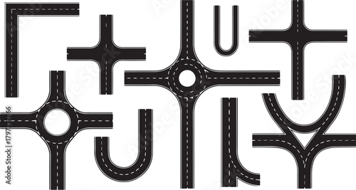 Collection of road intersection and junction icons