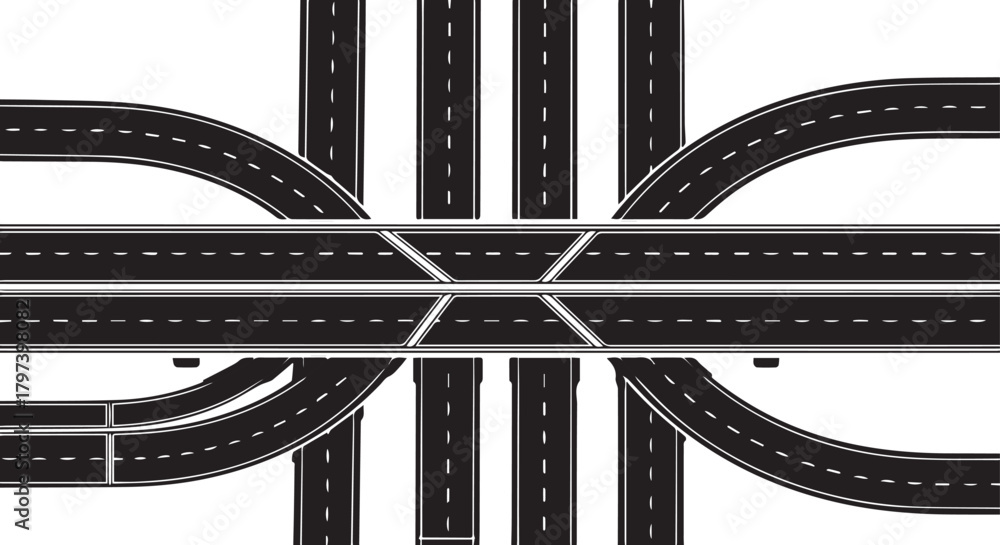 Naklejka premium Overpass and Highway Interchange Illustration road