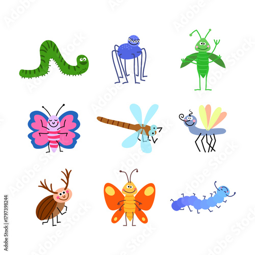 Charming Collection of Cartoon Insects and Creepy Crawlies for Educational and Fun Content