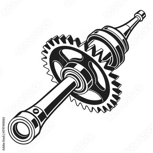 A detailed illustration of a gear mechanism, showcasing the intricate workings of mechanical engineering, precision and design are highlighted