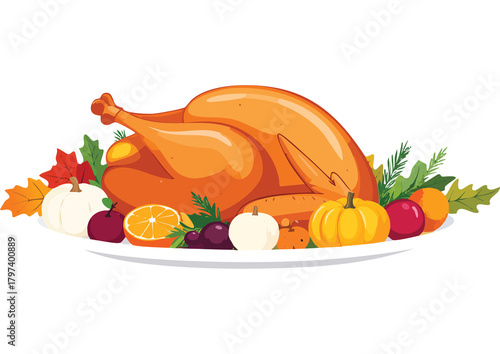 Autumn Thanksgiving Dinner Celebration Illustration
