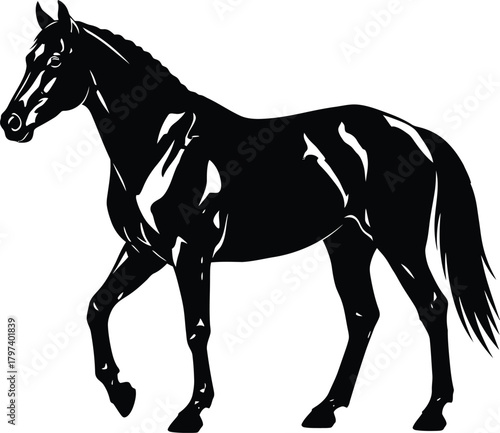 Black horse vector illustration equine animal design silhouette art eps