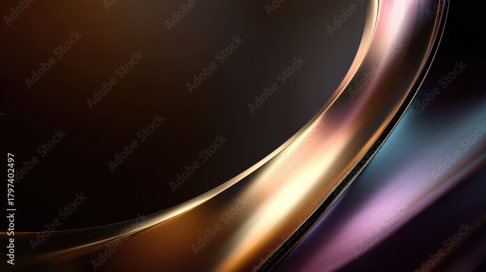 Obraz premium Luxury abstract metallic curve, modern gradient, smooth reflective surface, dark background, elegant flow