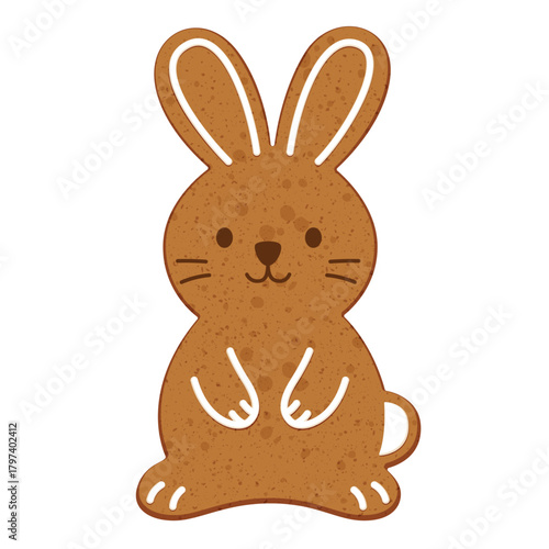 Cute, Delicious Bunny-Shaped Gingerbread Cookie as a Treat for Christmas