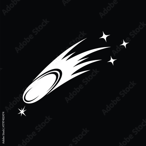 White comet vector illustration isolated on black background design art eps silhouette