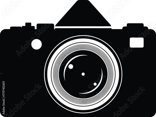 Black and white camera vector illustration photography equipment dslr eps silhouette