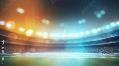 Stadium background at night with lighting effects, suitable for sports themes, websites, and creative content.