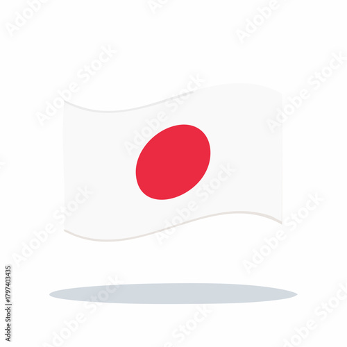 Japanese flag with a red circle on a white background with a shadow national symbol patriotism