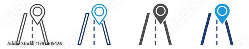 navigation road icon set multiple style