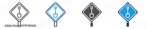 roads works icon set multiple style