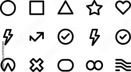 Collection of common vector shapes and outline symbols for design projects