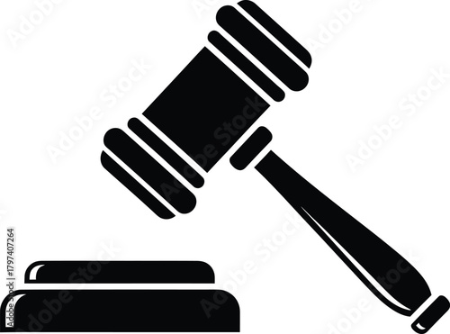 Gavel auction legal symbol court justice law hammer judge authority icon eps silhouette