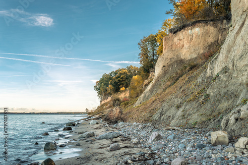 Fototapeta Naklejka Na Ścianę i Meble -  Steep coast on the Baltic Sea near Brodten, Germany.
