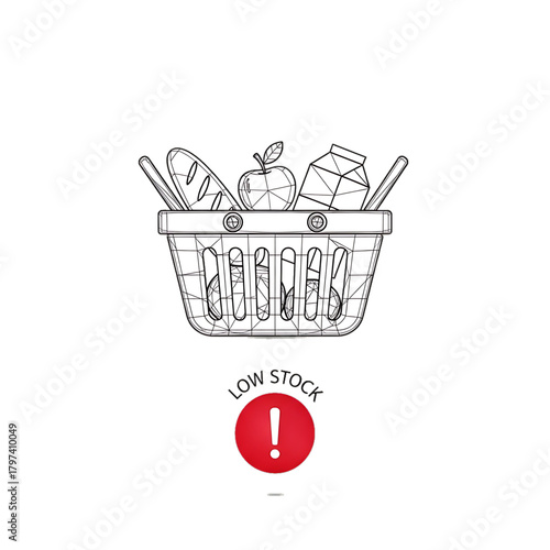 Food basket with low stock alert indicator.