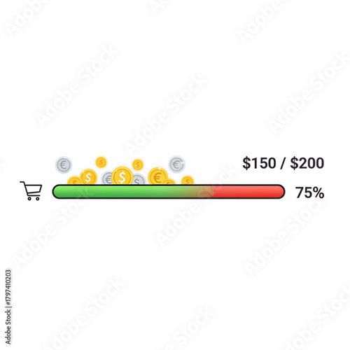 Savings progress bar showing budget tracking for groceries.