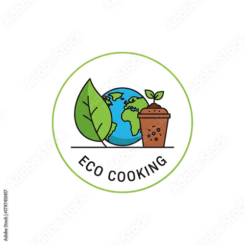 Eco cooking badge highlighting sustainable food preparation.