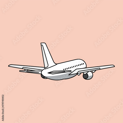 Stylish minimalist airplane illustration for travel blogs and aviation companies, conveys modern design, perfect for backgrounds and website graphics