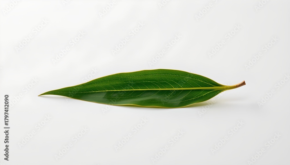 Obraz premium An individual leaf with a somewhat jagged edge, lying flat against a neutral background