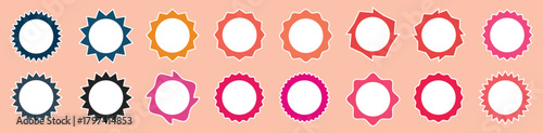 Colorful starburst Price sticker, sale sticker, price tag, starburst, quality mark, retro stars, sale or discount sticker, sunburst badges, sun ray frames, promotional badge