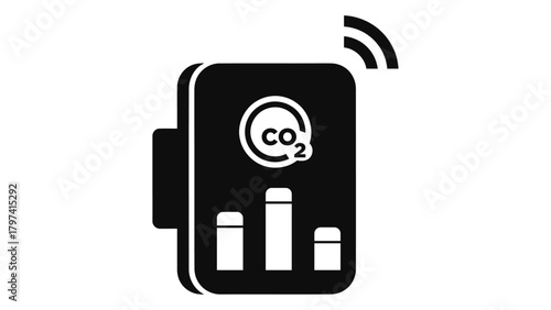 Smart co2 monitor device with wireless signal icon