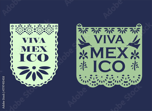 Papel Picado collection with paper cutouts, floral and bird template designs for Cinco de Mayo.