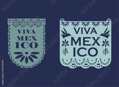 Papel Picado collection with paper cutouts, floral and bird template designs for Cinco de Mayo.