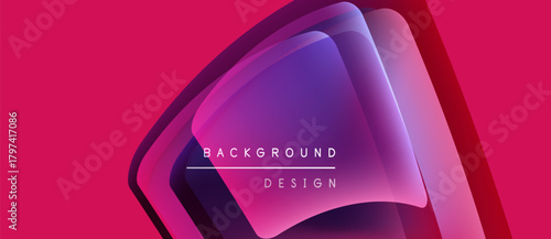 Abstract geometric layers create vibrant visual effect. Pink, purple hues dominate composition. Modern design element for backgrounds.